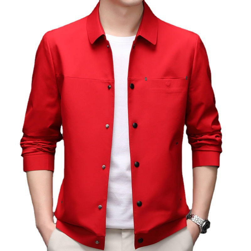 Herren Übergangsjacke Elegant mit Druckknopfverschluss Schwarz