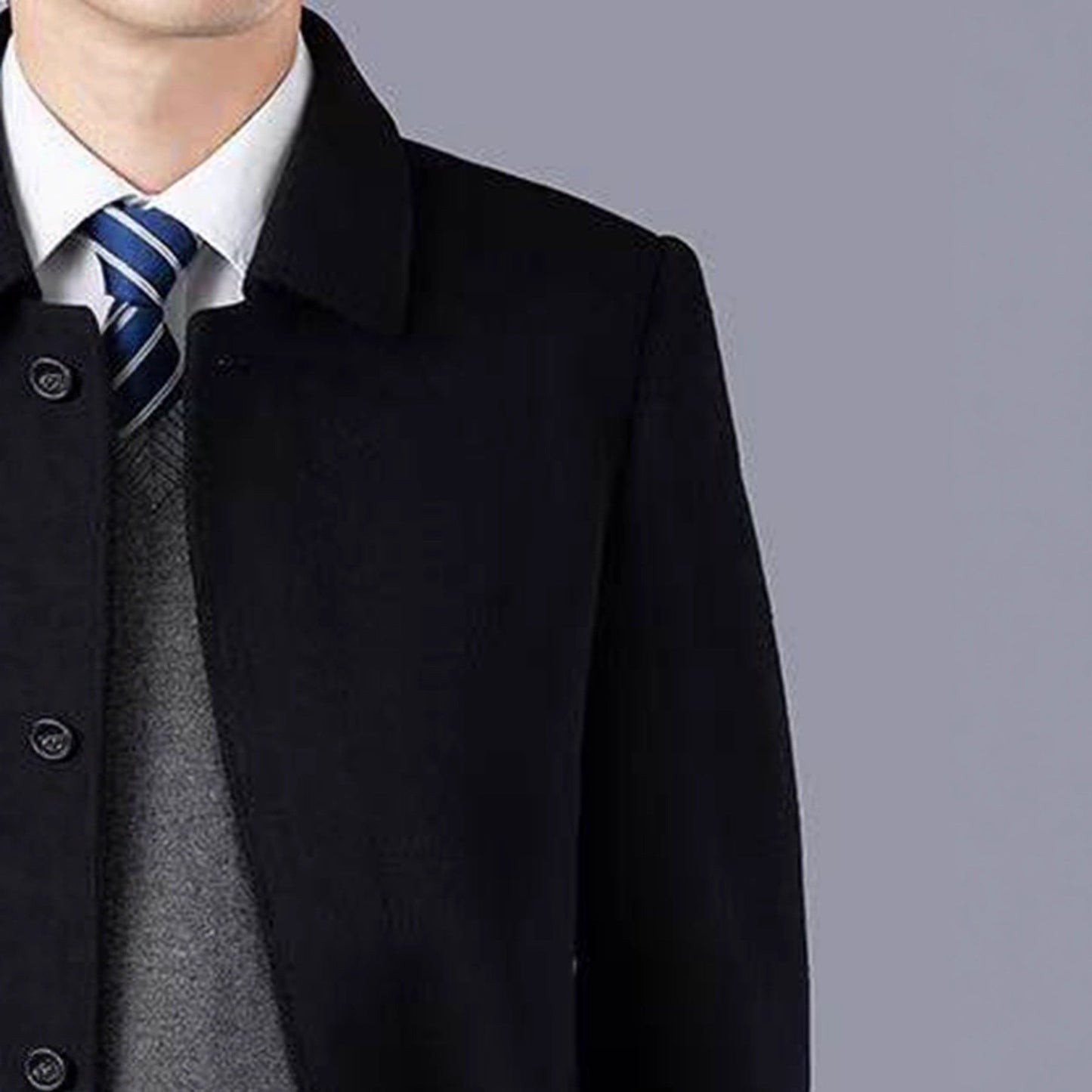 Herren Mantel Wollgemisch Klassisch Elegant Übergröße