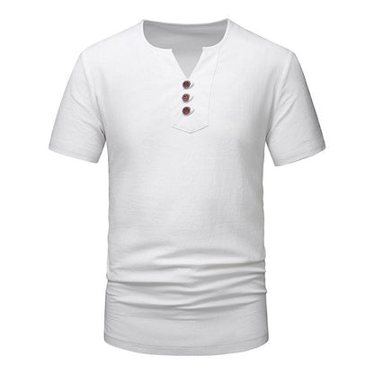 Herren T-Shirt Kurzarm Modern Knopfdesign Elegant