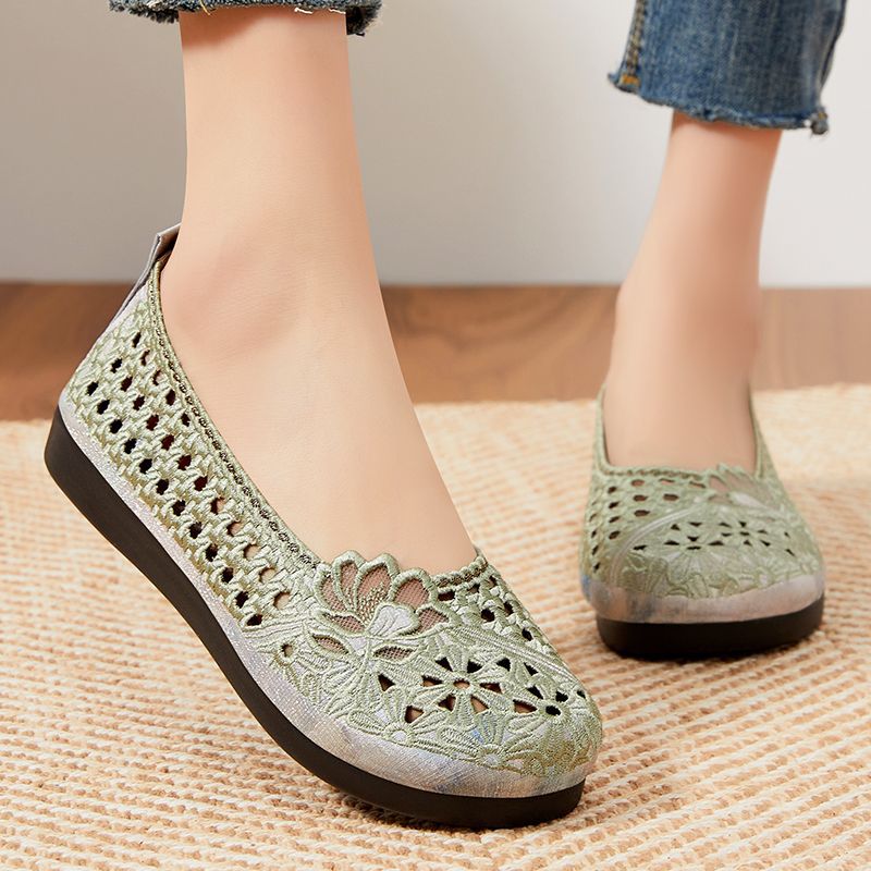 Damen Ballerinas atmungsaktiv mit Stickereien Floral Elegant - BerlinGlamour