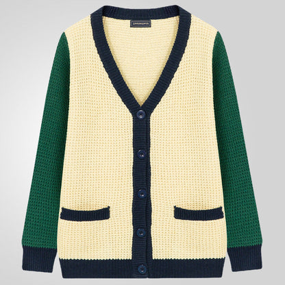 Herren Strickjacke Modern Waffelmuster Mit Taschen - BerlinGlamour