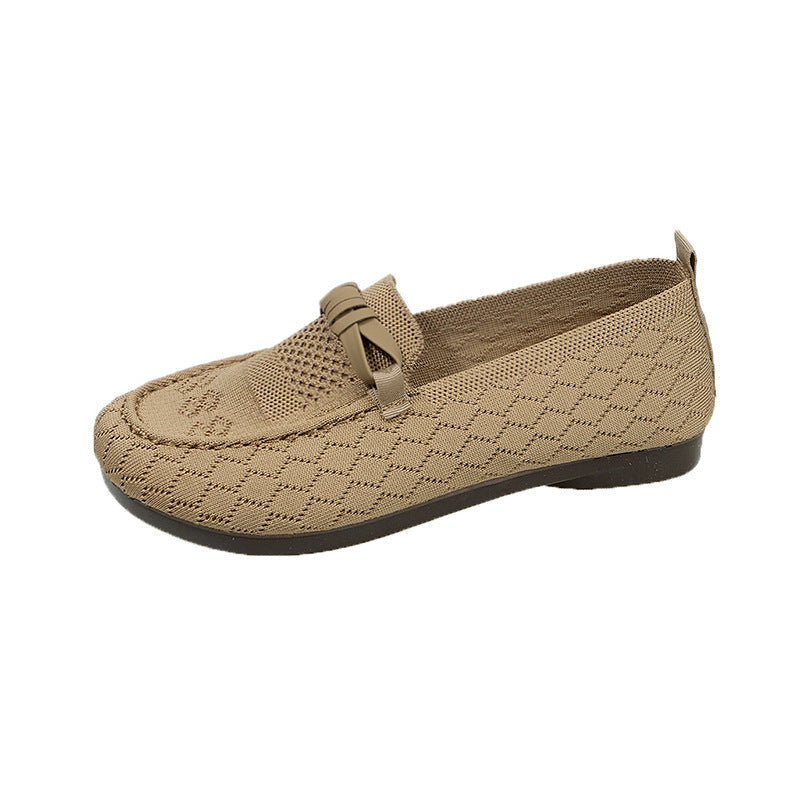 Damen Mokassins Flach Bequem Elastisch Schleife