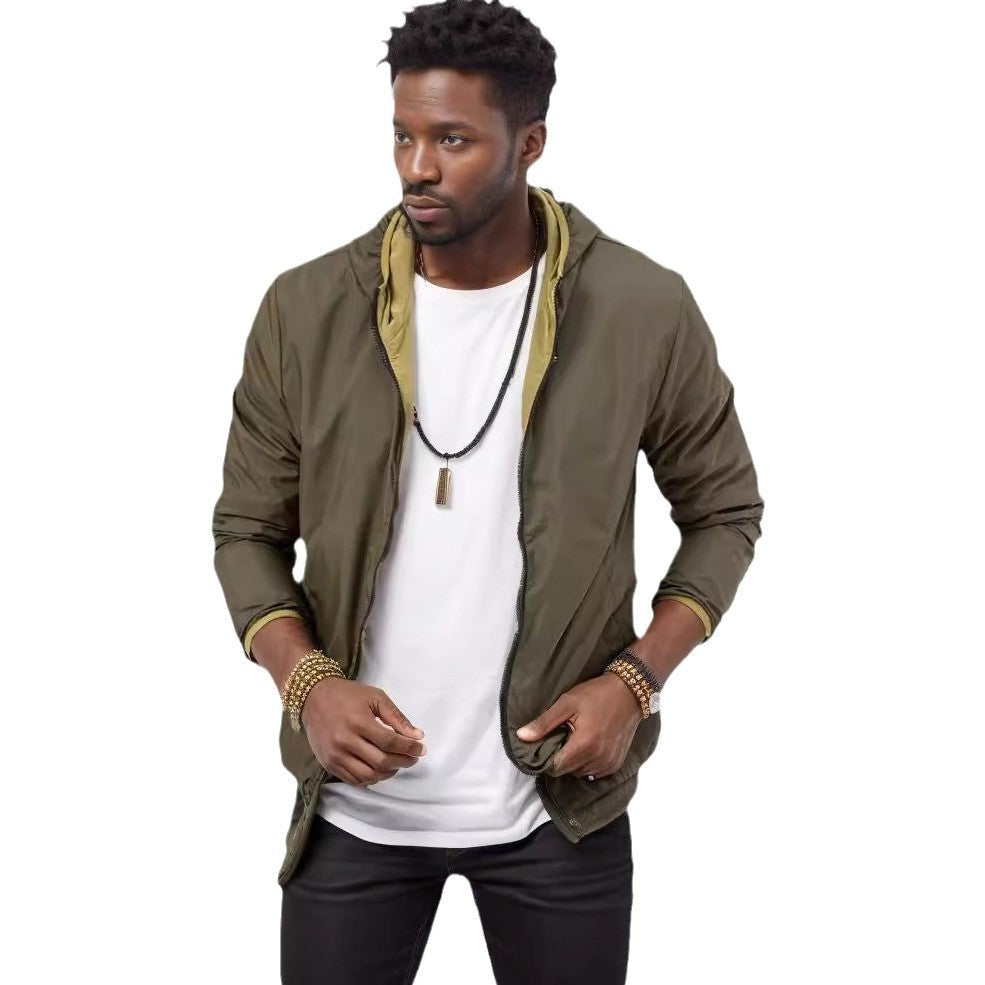 Herren Übergangsjacke Leicht Verstellbare Kapuze Outdoor