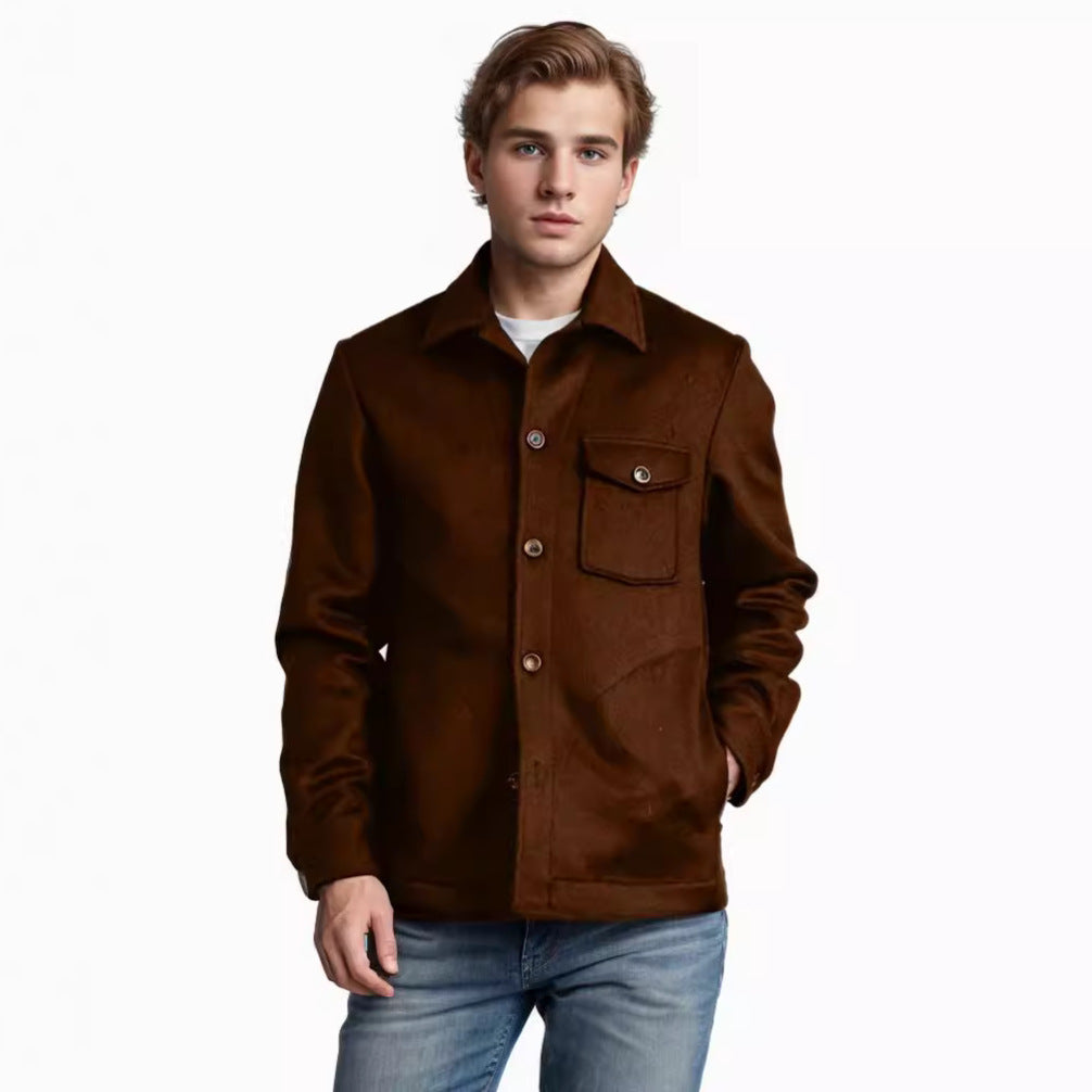 Herren Wolljacke Modern mit Brusttasche und Knöpfen