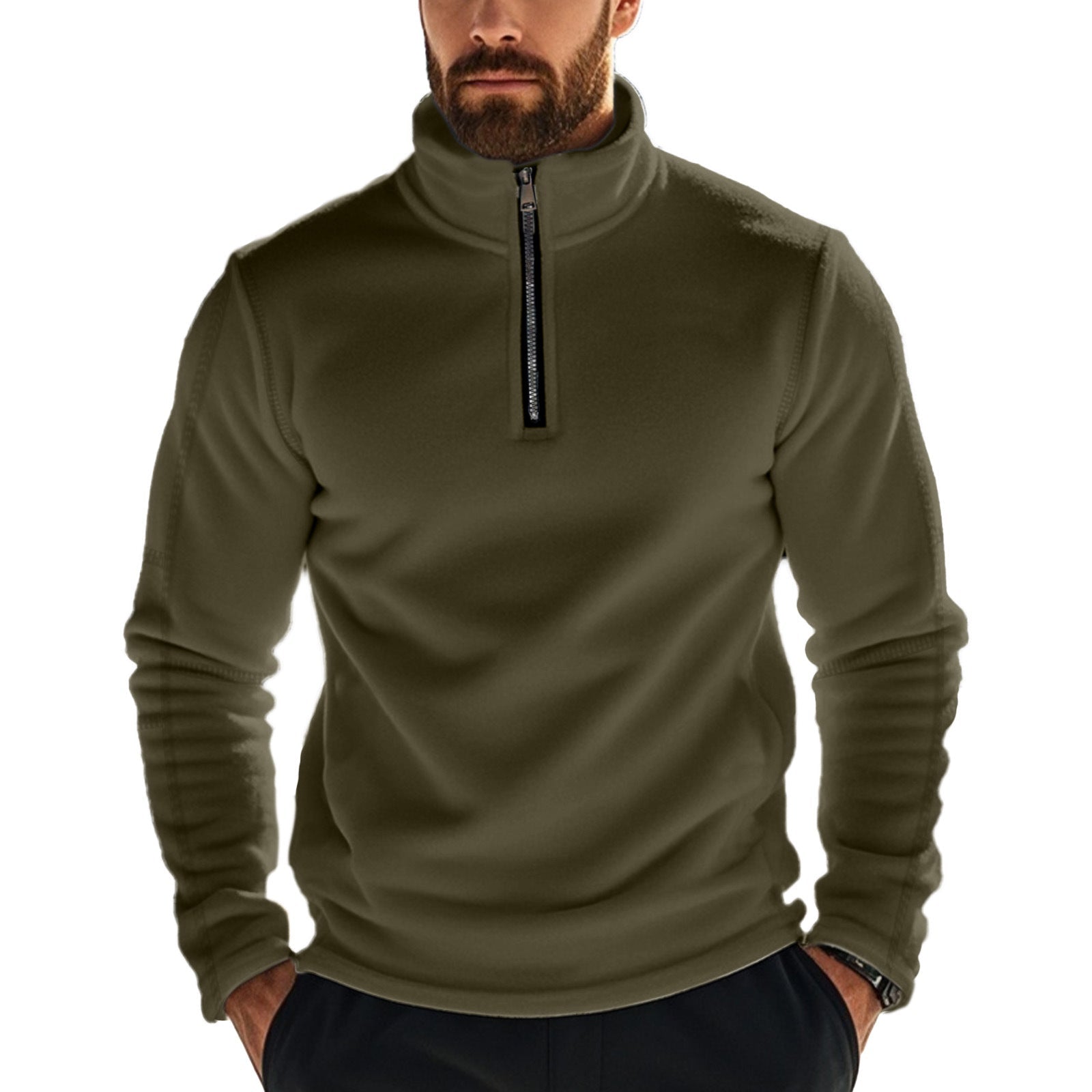 Herren Fleece-Pullover Funktionell Halbzipp Reißverschluss - BerlinGlamour