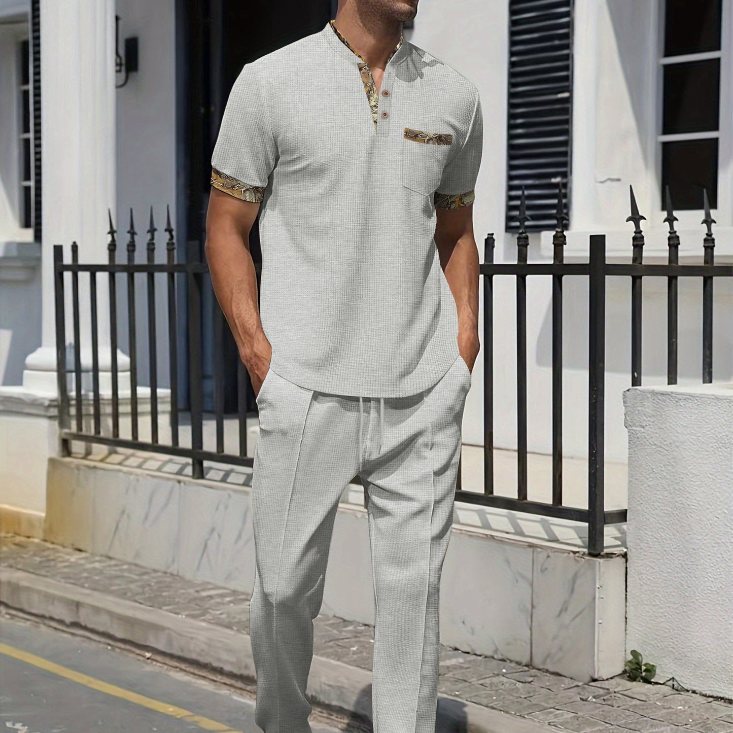 Herren Freizeitanzug Modern mit Strukturierten Details
