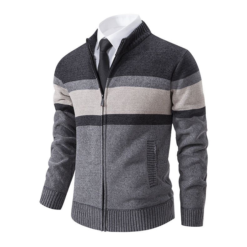 Herren Strickjacke Hochkragen Modern Zipper Style