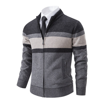 Herren Strickjacke Hochkragen Modern Zipper Style