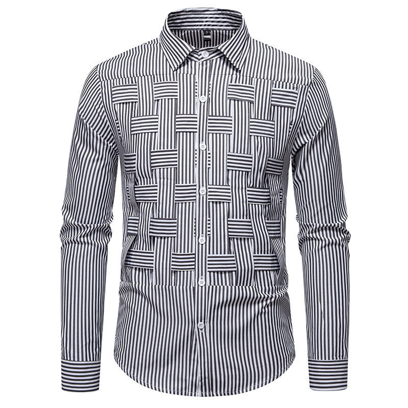 Herren Langarmhemd Streifenmuster Modern Slim Fit