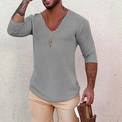 Herren V-Ausschnitt Shirt Modern Strukturdesign Trendy