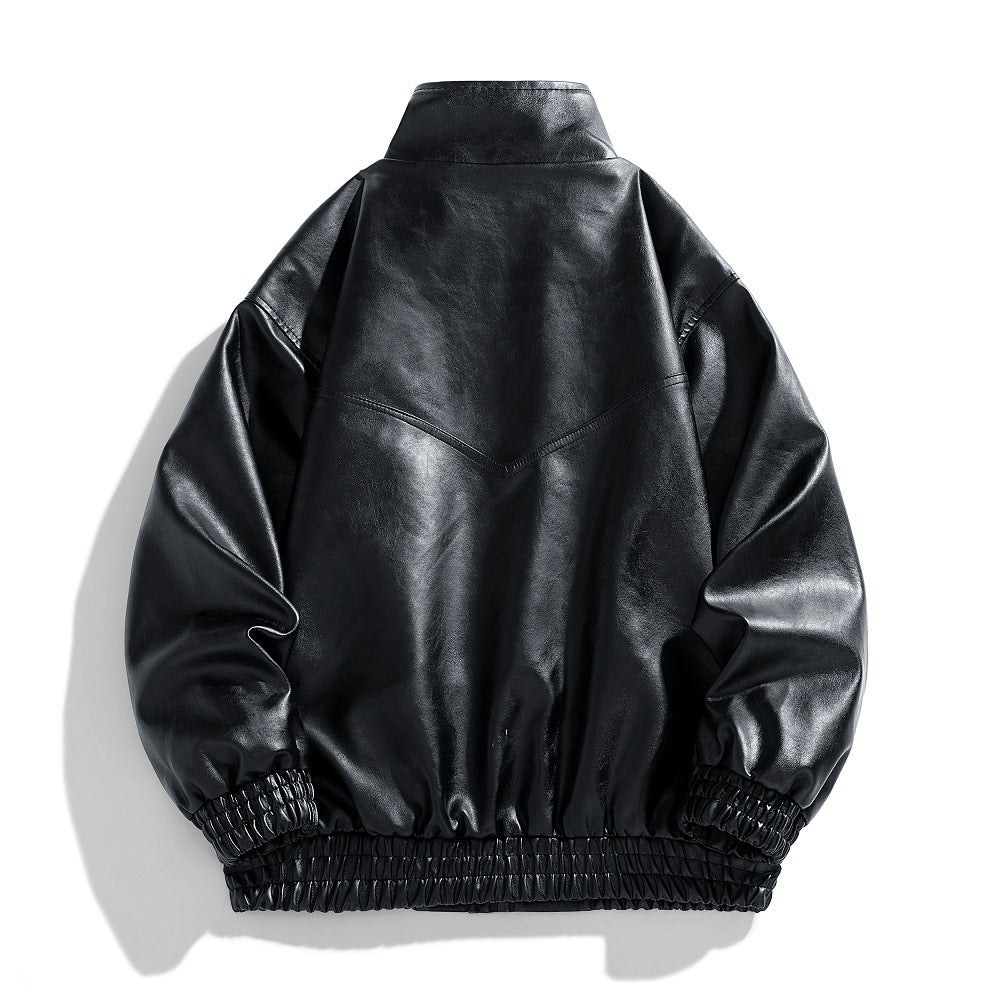 Herren Lederjacke Kunstleder Bequem Mit Taschen - BerlinGlamour