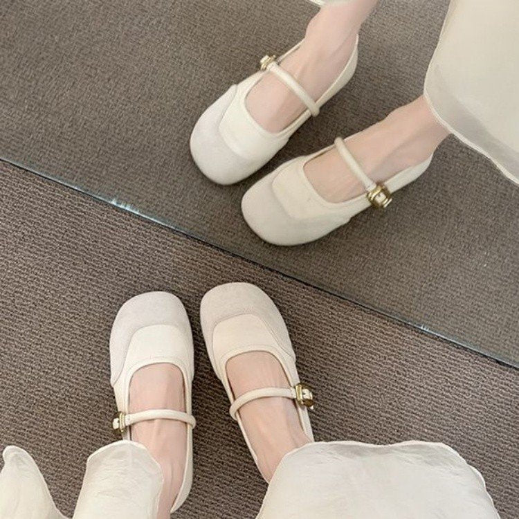 Damen Ballerinas Elegante Schnallen Schuhe Modern