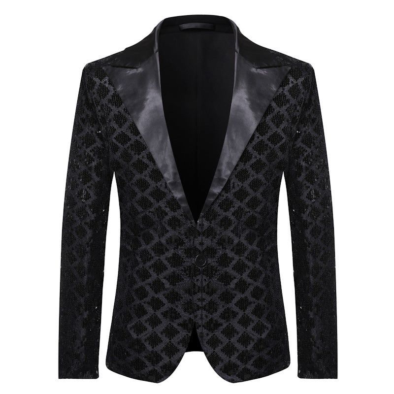 Herren Pailletten Blazer Modern Schnitt Glitzer