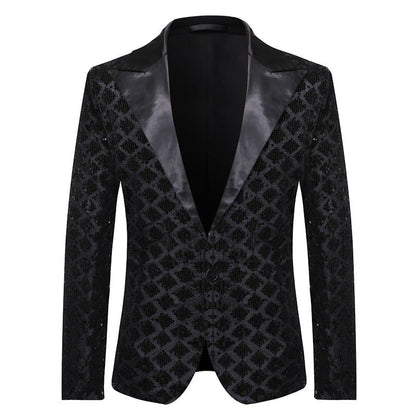 Herren Pailletten Blazer Modern Schnitt Glitzer