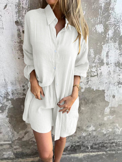Damen Oversize Bluse Langarm Knopfleiste Großzügig