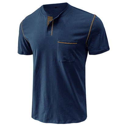 Herren Polohemd Modern mit Brusttasche und Henley Kragen