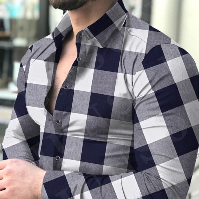 Herren Langarmhemd Karomuster Elegant Berlin Style