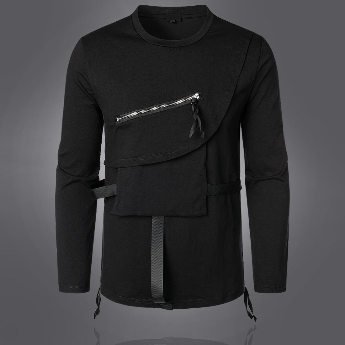 Herren Langarmshirt Modern Asymmetrisch mit Brusttasche - BerlinGlamour