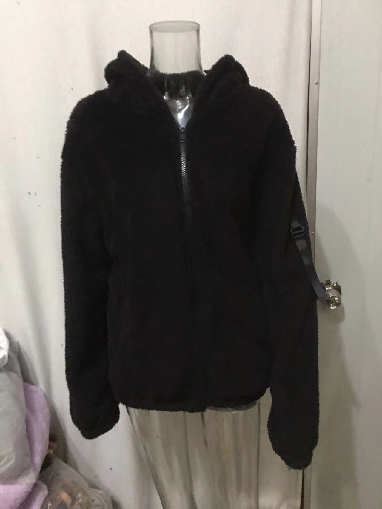 Herren Fleecejacke Warm mit Kapuze und Reißverschlusstaschen