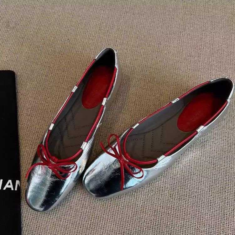 Damen Ballerinas Wildleder Schleifen Design Elegant - BerlinGlamour