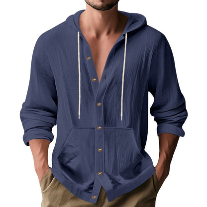 Herren Kapuzenpullover Mit Knöpfen und Taschen Modern