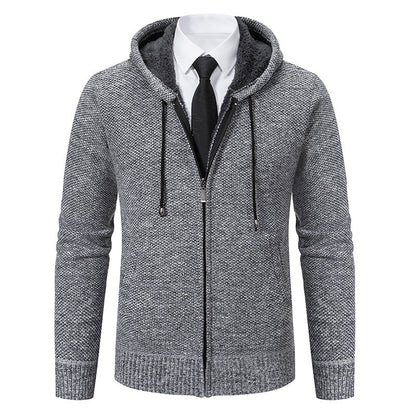 Herren Strickjacke Kapuze Reißverschluss Modern