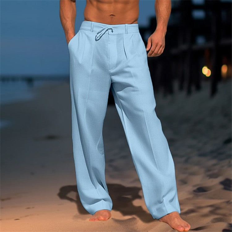 Herren Hose Bequem Lockere Freizeithose mit Kordelzug