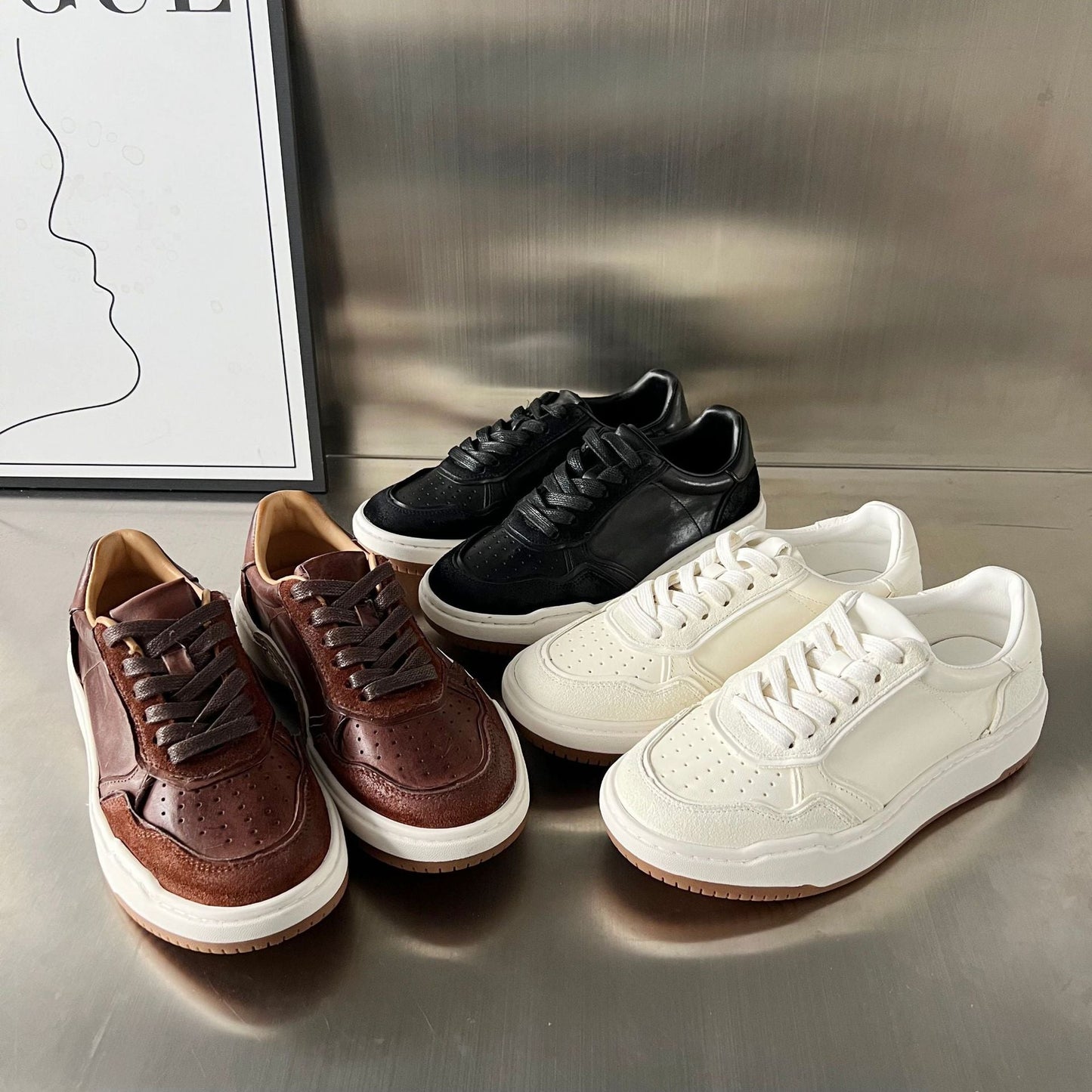 Damen Sneaker Bequem Leder Elegante Mode