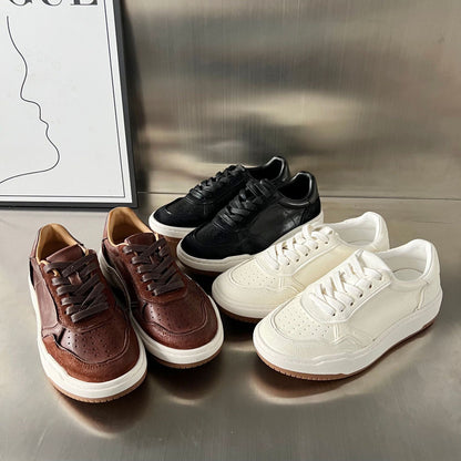 Damen Sneaker Bequem Leder Elegante Mode