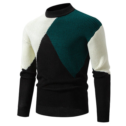 Herren Rollkragenpullover Modern Grafisches Design Farbblock