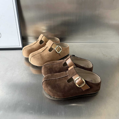 Damen Clogs Bequem Wildleder Schnallenverschluss Elegant