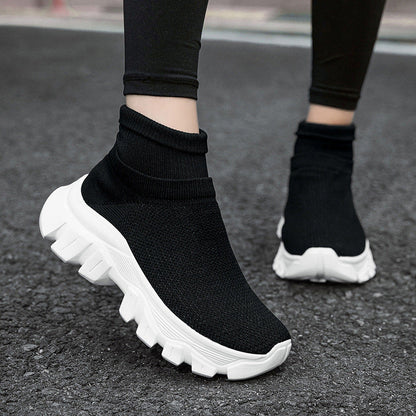 Damen Sneaker Strick Schuhe Bequem Sportlich