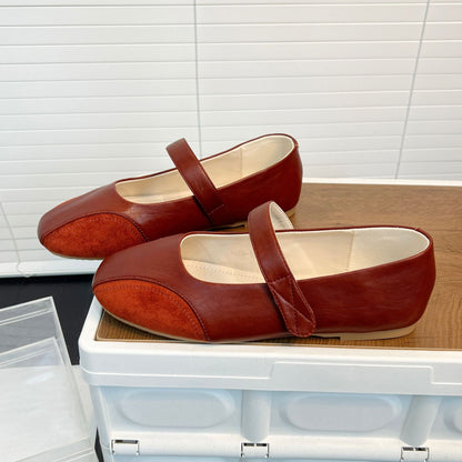 Damen Ballerinas Leder Schnürsenkel Modern