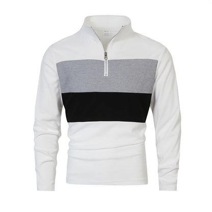 Herren Pullover Reißverschluss Farbblock Modern
