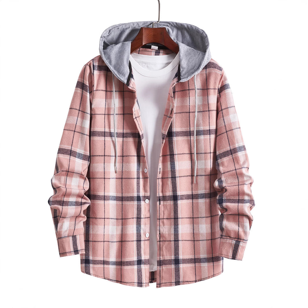 Herren Overshirt Kapuze Karomuster Modern - BerlinGlamour