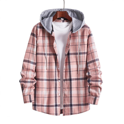 Herren Overshirt Kapuze Karomuster Modern - BerlinGlamour