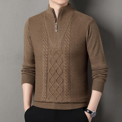 Herren Strickpullover Hochkragen Zipper Modern