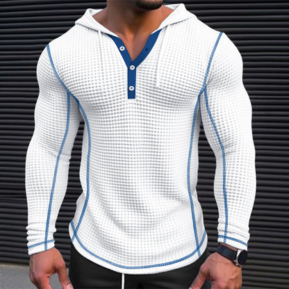 Herren Kapuzenshirt Modern mit Knöpfen und Struktur - BerlinGlamour