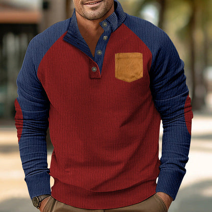 Herren Pullover Langarm Gemütlich Modern mit Kontrastdetails
