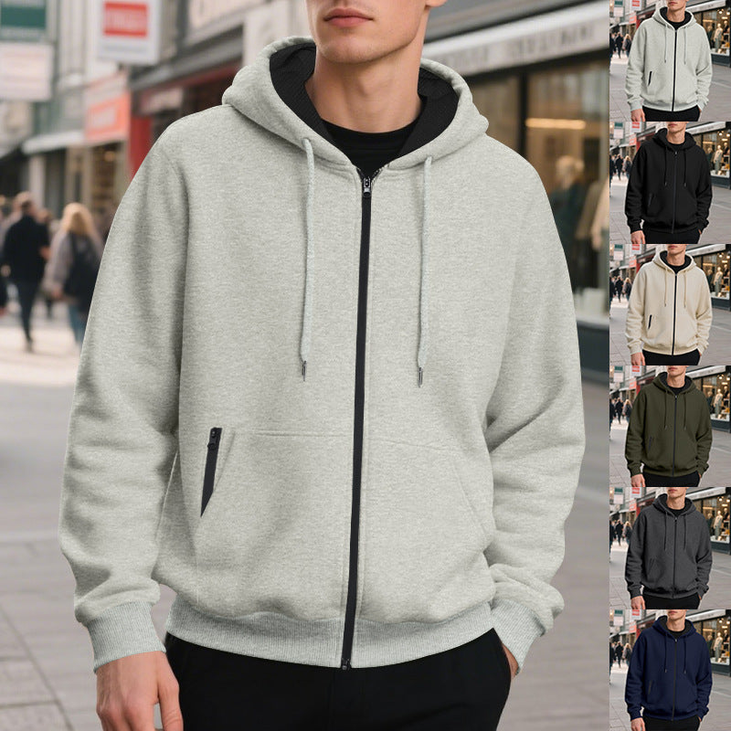 Herren Zip-Hoodie, atmungsaktiver Fleece-Innenausstattung BerlinGlamour, praktische Taschen für den modernen Stadtbummler. - BerlinGlamour