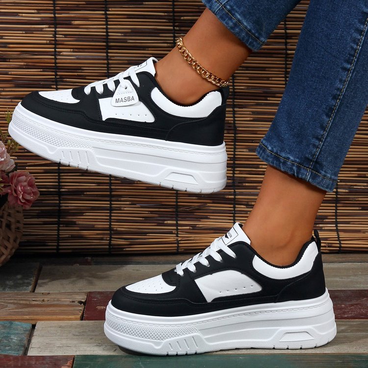 Damen Plateau Sneaker Komfortabel Atmungsaktiv