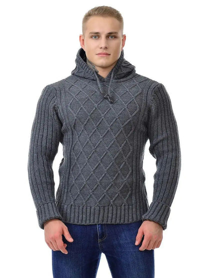 Herren Strickpullover Kapuze Warm Kuschelig Modern