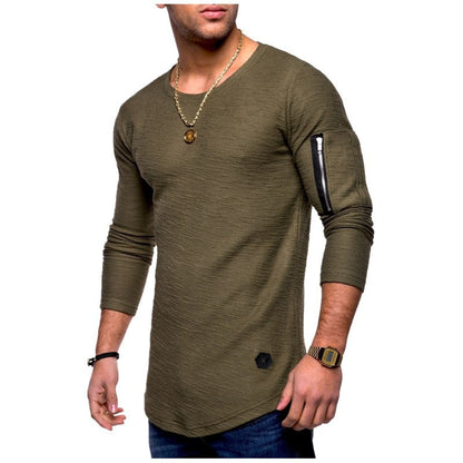 Herren Langarmshirt Modern mit Reißverschluss Armtasche