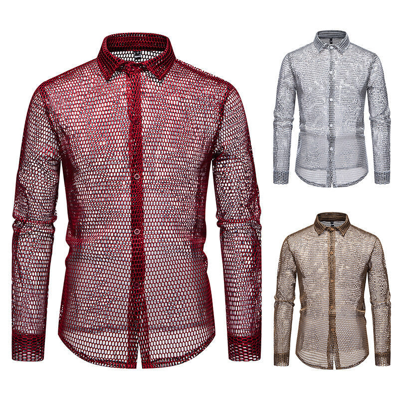 Herren Hemd Mesh atmungsaktiv Modern Designer