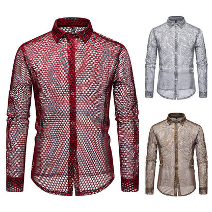 Herren Hemd Mesh atmungsaktiv Modern Designer