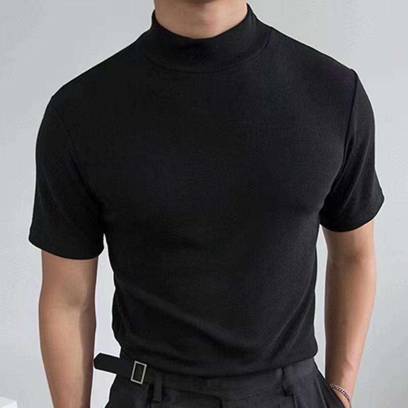 Herren T-Shirt Kurzarm Rollkragen Modern Hochwertig