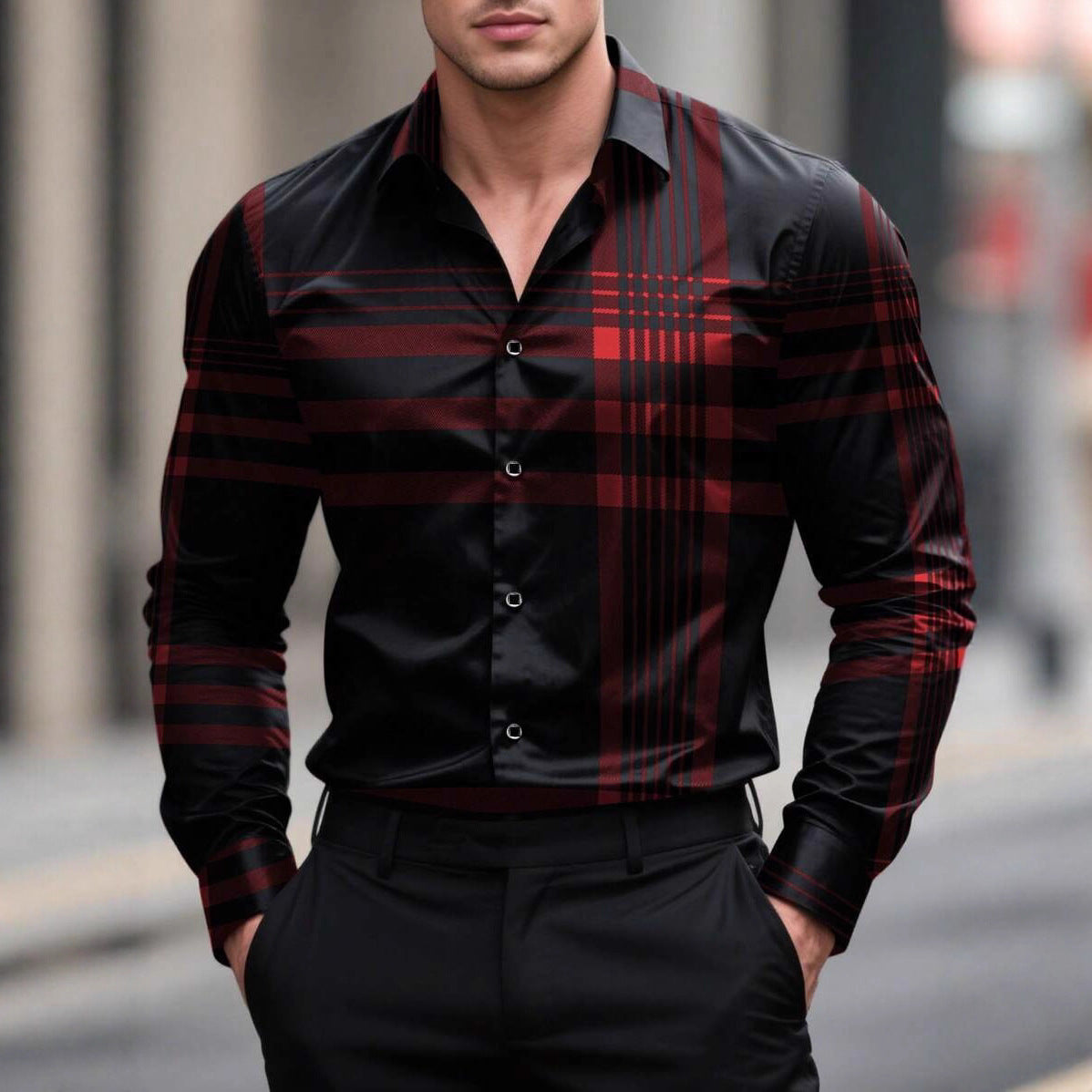 Elegantes Herren Langarmhemd Modern Slimfit