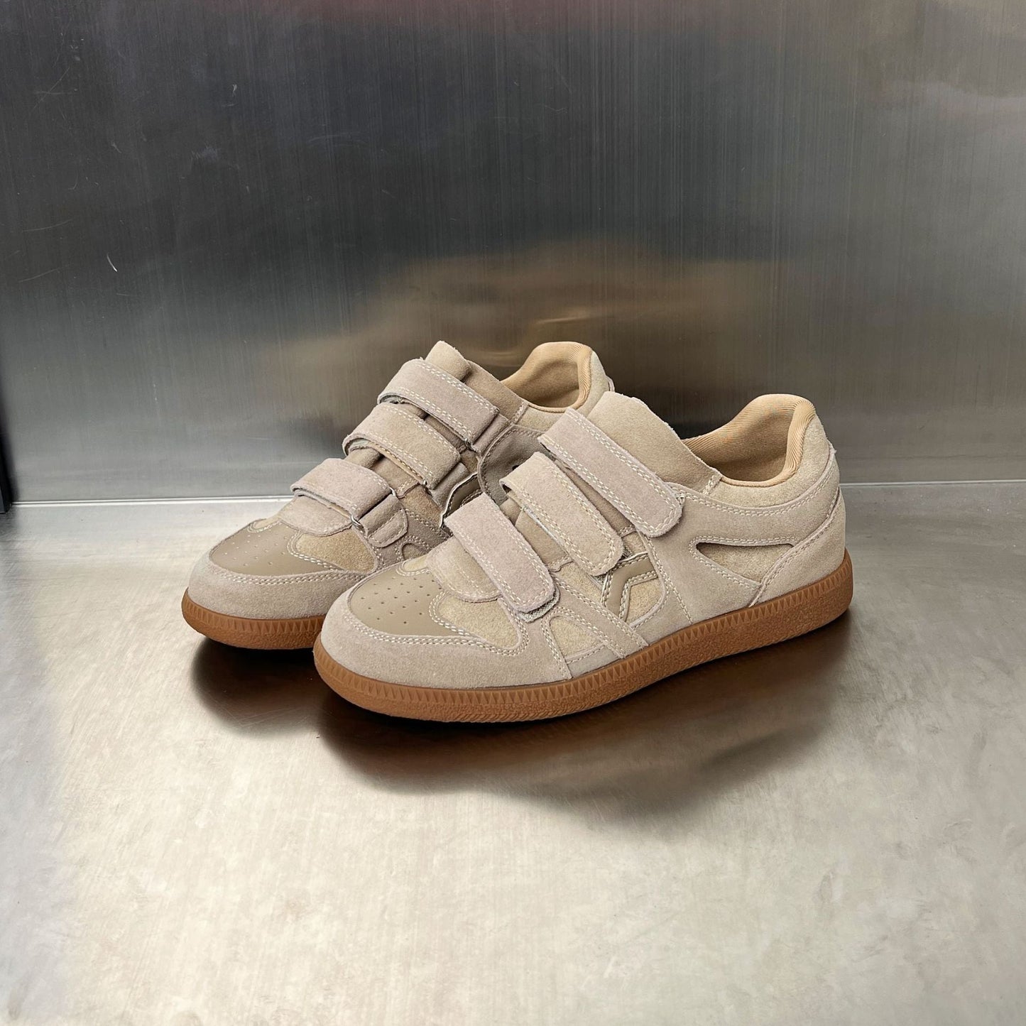 Damen Sneaker Weich Bequem Klettverschluss Sport
