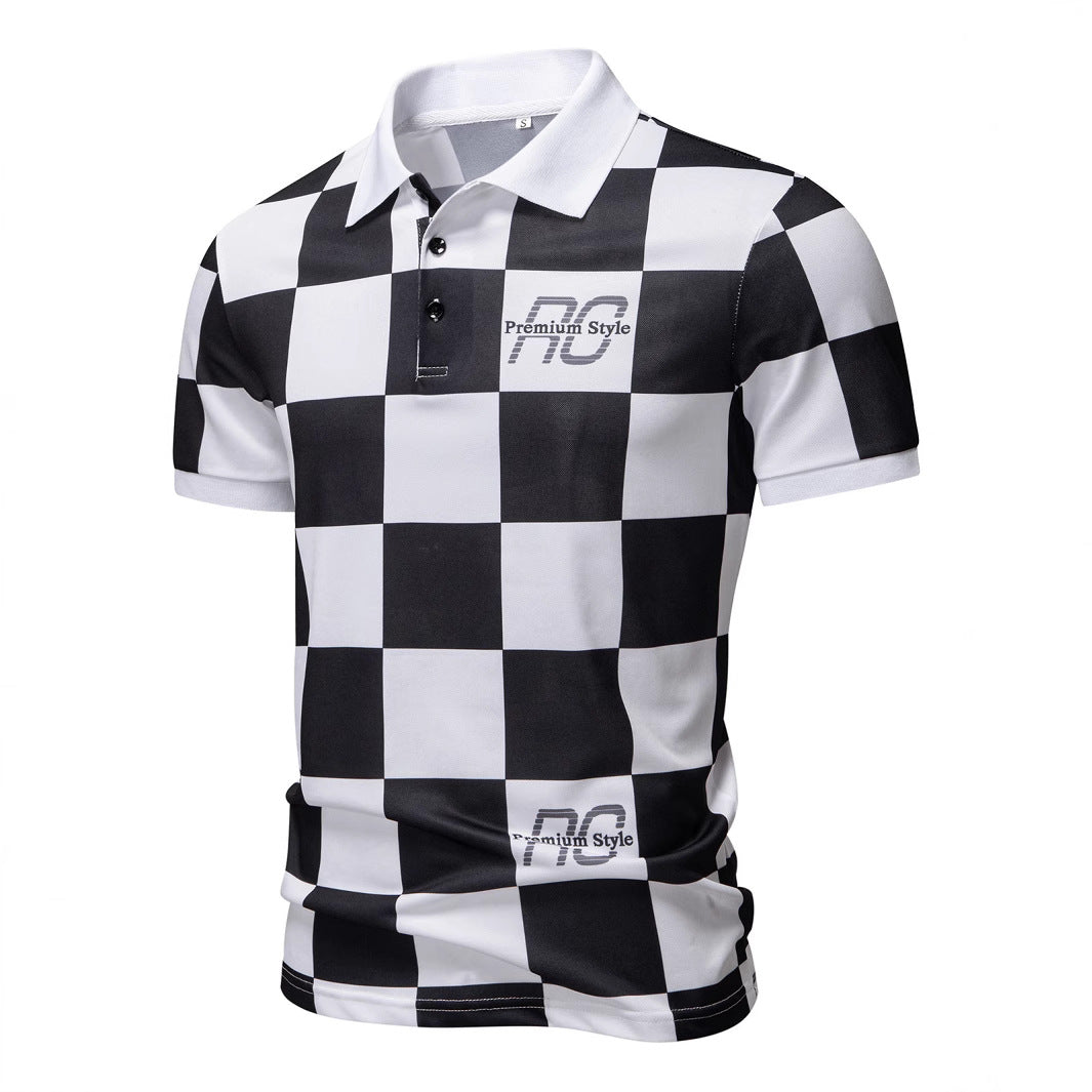 Herren Polo-Shirt Kariert Moderner Kragen SlimFit