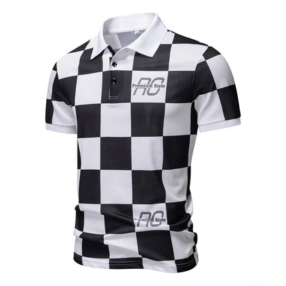 Herren Polo-Shirt Kariert Moderner Kragen SlimFit